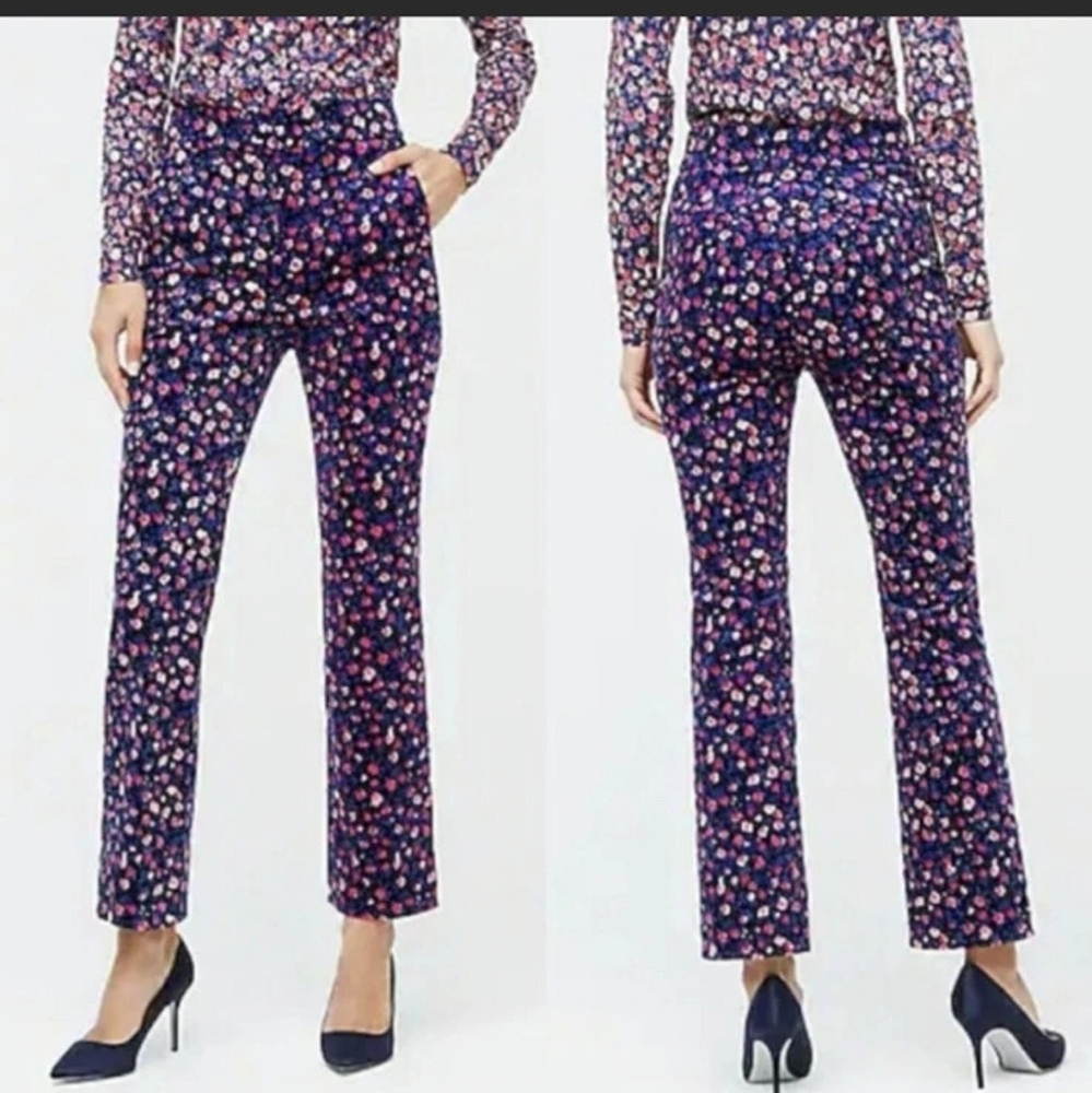 J.Crew Kickout Cord Pant Dotted Floral Ditsy Purple‎ Preppy Cottage Sz 6